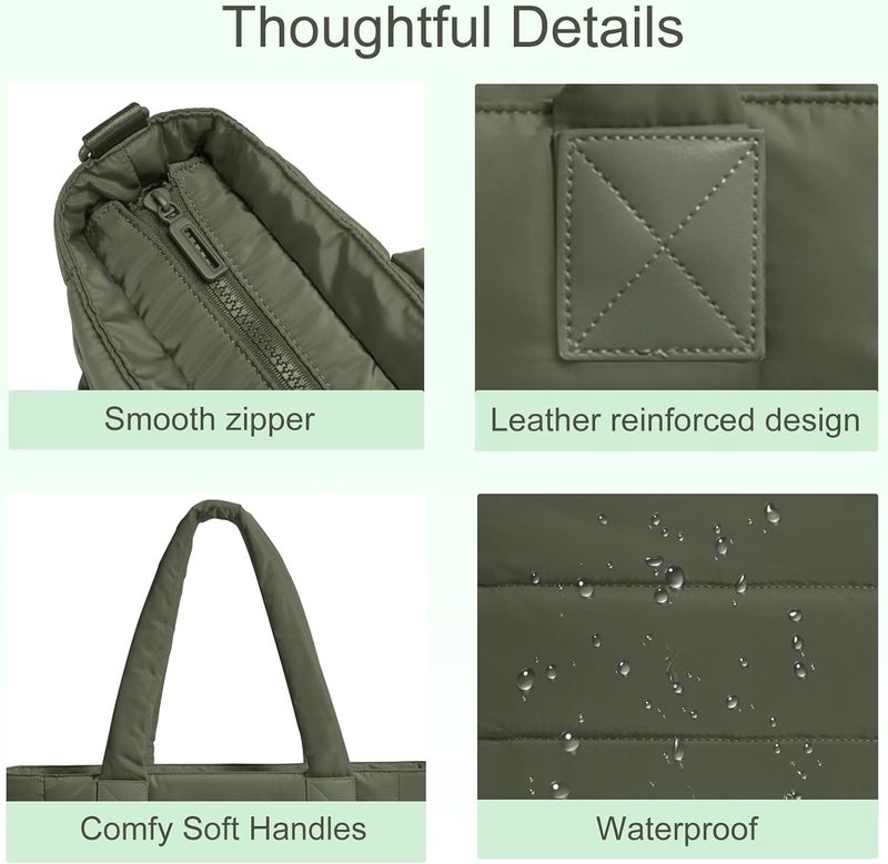 GASSDA Tote Bag for Women Puffer Tote Bag Large Nurse Bags Shoulder Handbag with Zipper for Work Travel - Image 5